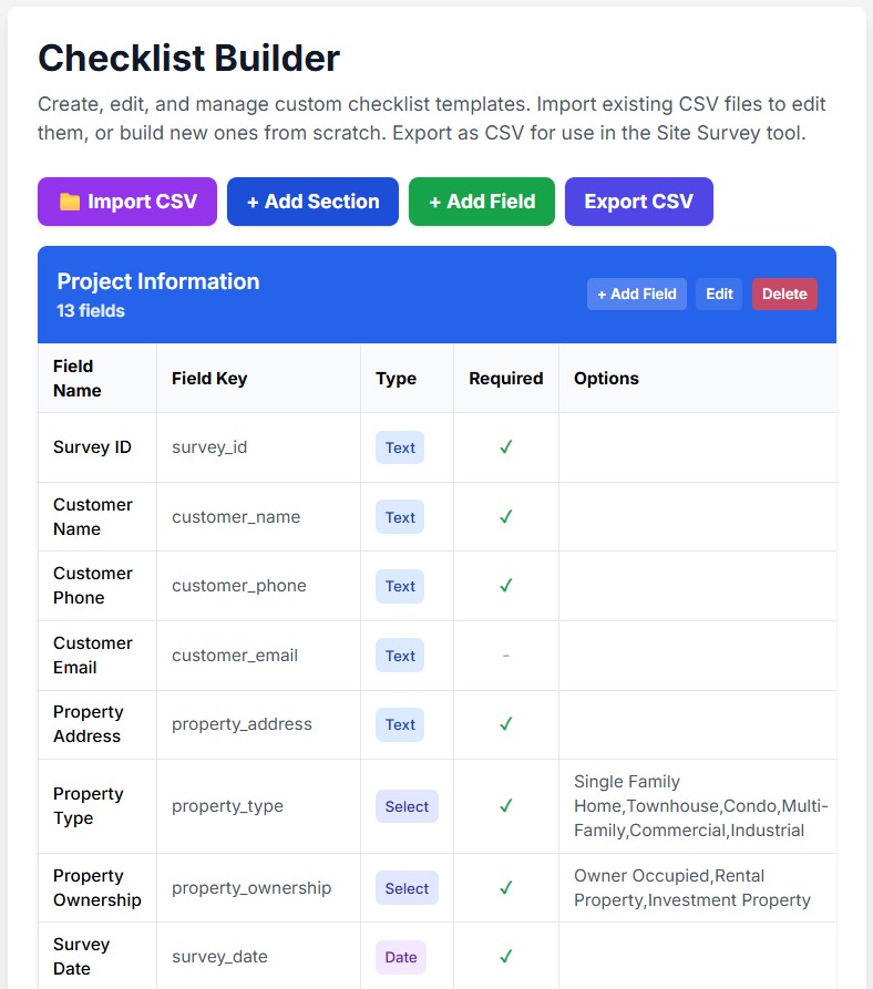 Preview for Site Survey Checklist Builder