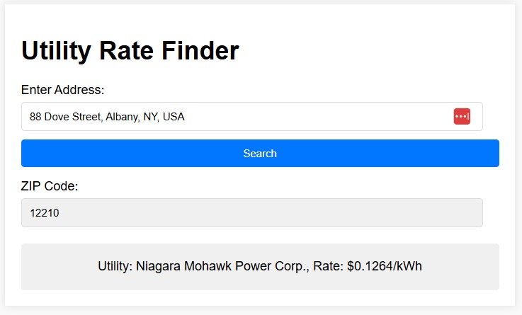 Preview for Utility Rate Finder